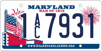 MD license plate 1AC7931
