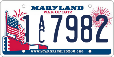 MD license plate 1AC7982
