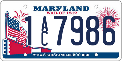 MD license plate 1AC7986