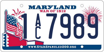 MD license plate 1AC7989