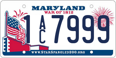MD license plate 1AC7999