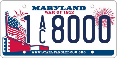 MD license plate 1AC8000