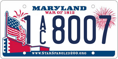 MD license plate 1AC8007