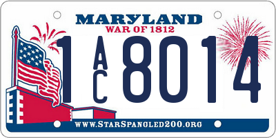 MD license plate 1AC8014