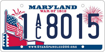 MD license plate 1AC8015