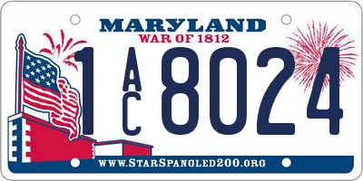 MD license plate 1AC8024