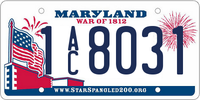 MD license plate 1AC8031