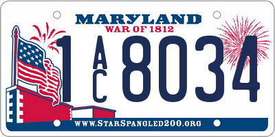 MD license plate 1AC8034