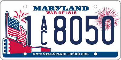 MD license plate 1AC8050
