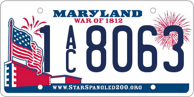 MD license plate 1AC8063