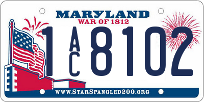 MD license plate 1AC8102
