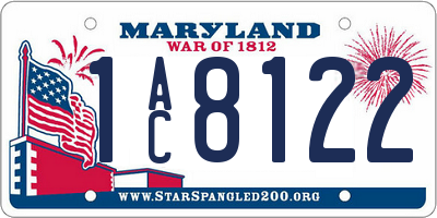 MD license plate 1AC8122
