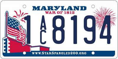 MD license plate 1AC8194