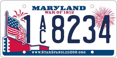 MD license plate 1AC8234