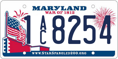 MD license plate 1AC8254