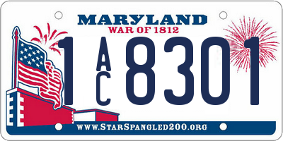 MD license plate 1AC8301