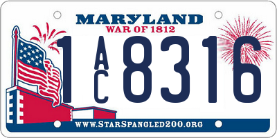 MD license plate 1AC8316