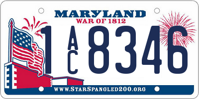 MD license plate 1AC8346