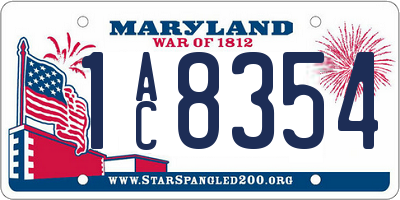 MD license plate 1AC8354