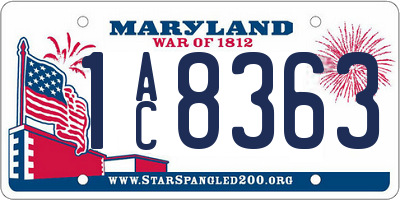 MD license plate 1AC8363