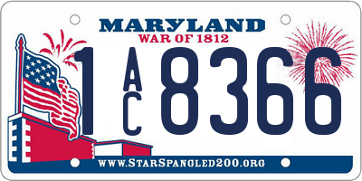 MD license plate 1AC8366