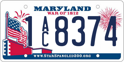 MD license plate 1AC8374