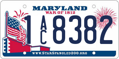 MD license plate 1AC8382