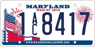MD license plate 1AC8417