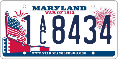MD license plate 1AC8434