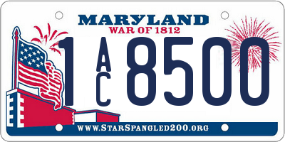 MD license plate 1AC8500