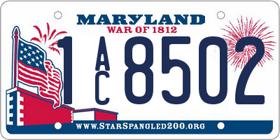 MD license plate 1AC8502