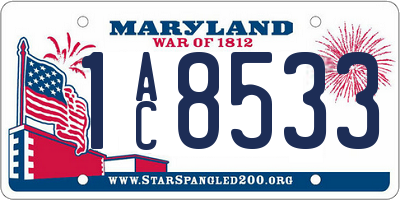 MD license plate 1AC8533