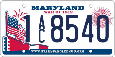 MD license plate 1AC8540