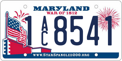 MD license plate 1AC8541