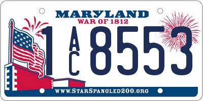 MD license plate 1AC8553