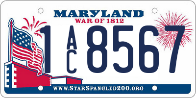 MD license plate 1AC8567
