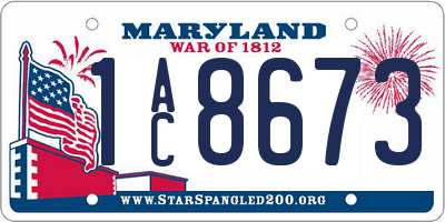 MD license plate 1AC8673