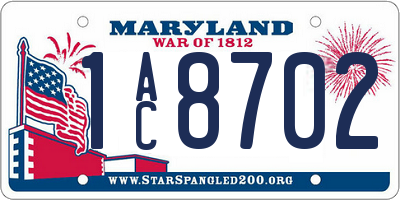 MD license plate 1AC8702