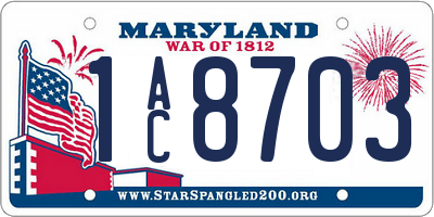 MD license plate 1AC8703