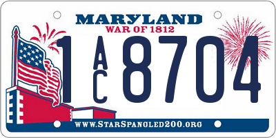 MD license plate 1AC8704