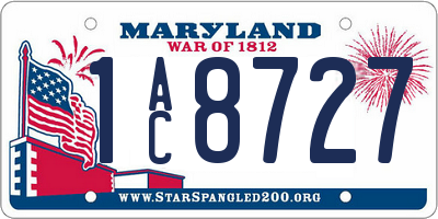 MD license plate 1AC8727