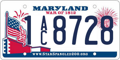 MD license plate 1AC8728