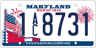MD license plate 1AC8731