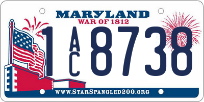 MD license plate 1AC8738