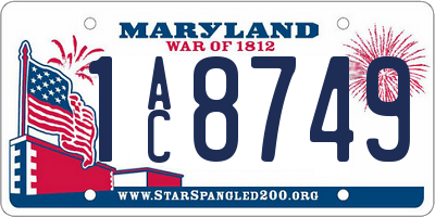 MD license plate 1AC8749