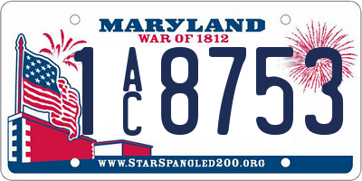 MD license plate 1AC8753