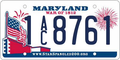MD license plate 1AC8761
