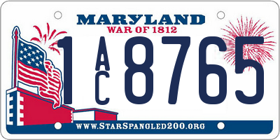 MD license plate 1AC8765
