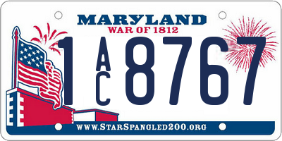 MD license plate 1AC8767