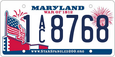 MD license plate 1AC8768